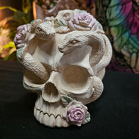 White Rose Serpent Skull
