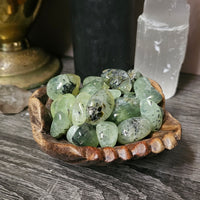 Prehnite with Epidote and Tourmaline - Tumbled Stones