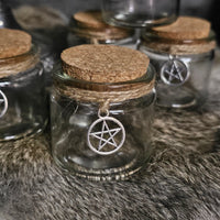 Short Corked Jar with pentacle charm