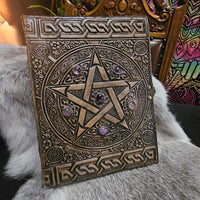 Leather Pentagram Journal with Stones