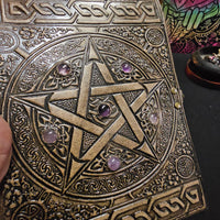 Leather Pentagram Journal with Stones