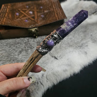 Lepidolite & Antler Wand