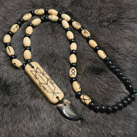 Runic Meditation Necklace with Bear Claw