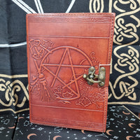 Pentacle and Broom Leather Journal