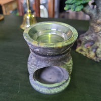 Soapstone Oil Burner - metal inlay