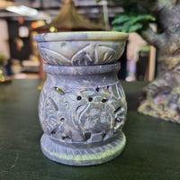 Soapstone Oil Burner - metal inlay