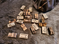 Wooden Runes in Faux Suede Bag
