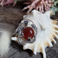 Dragon with Carnelian - Sterling Silver