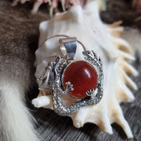 Dragon with Carnelian - Sterling Silver