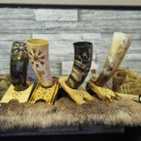 Drinking Horn with Wood Stand