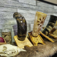 Drinking Horn with Wood Stand