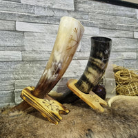 Drinking Horn with Wood Stand