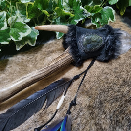 Large Antler Wand with Labradorite