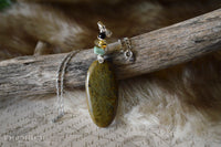 Jade pendant - Oval drop with SS Chain